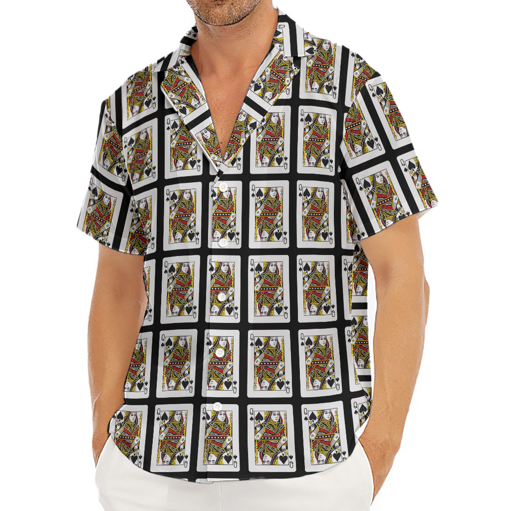Queen Of Spades Pattern Print Men's Deep V-Neck Shirt