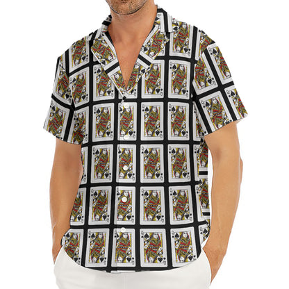 Queen Of Spades Pattern Print Men's Deep V-Neck Shirt