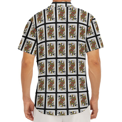 Queen Of Spades Pattern Print Men's Deep V-Neck Shirt