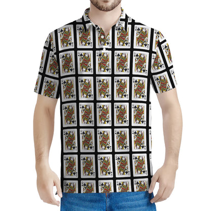 Queen Of Spades Pattern Print Men's Polo Shirt