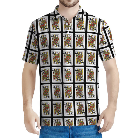 Queen Of Spades Pattern Print Men's Polo Shirt
