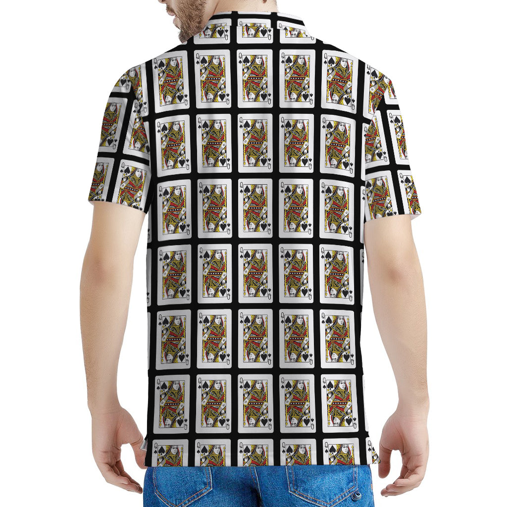 Queen Of Spades Pattern Print Men's Polo Shirt