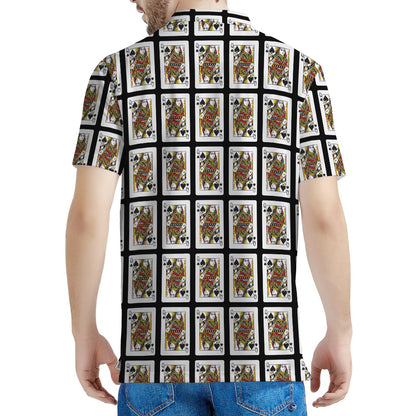 Queen Of Spades Pattern Print Men's Polo Shirt