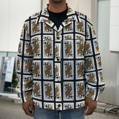 Queen Of Spades Pattern Print Men's Shirt Jacket