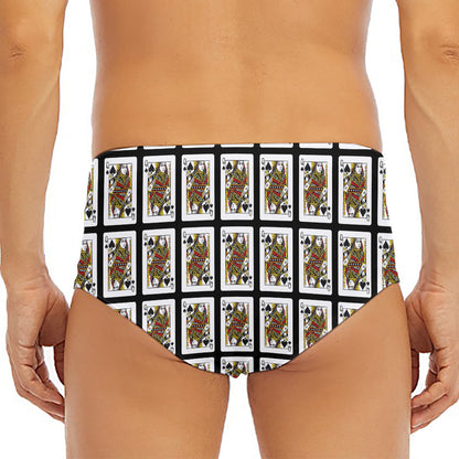Queen Of Spades Pattern Print Men's Triangle Swim Briefs