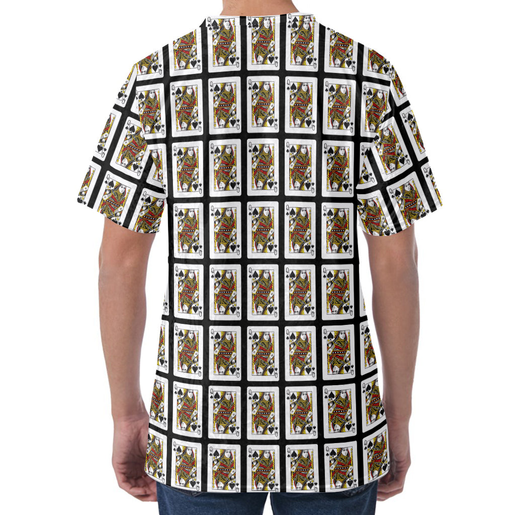 Queen Of Spades Pattern Print Men's Velvet T-Shirt