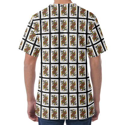 Queen Of Spades Pattern Print Men's Velvet T-Shirt