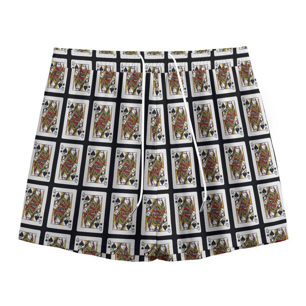 Queen Of Spades Pattern Print Mesh Shorts