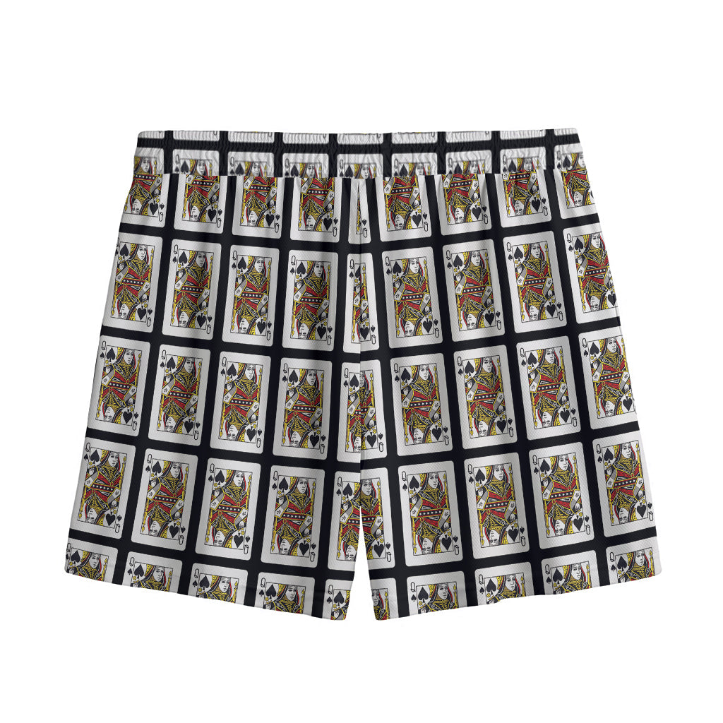 Queen Of Spades Pattern Print Mesh Shorts