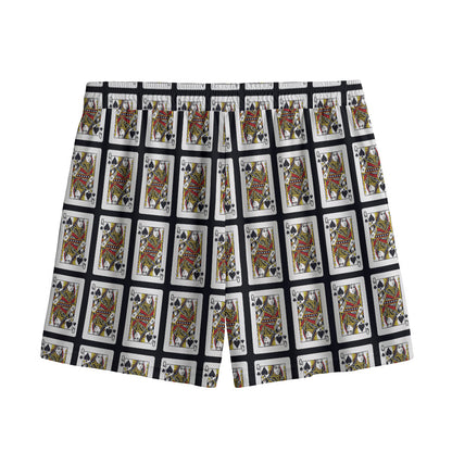 Queen Of Spades Pattern Print Mesh Shorts
