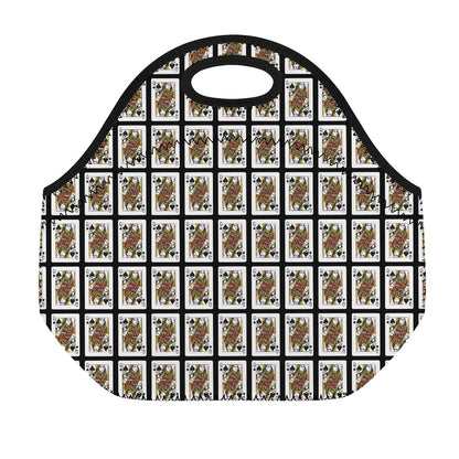 Queen Of Spades Pattern Print Neoprene Lunch Bag