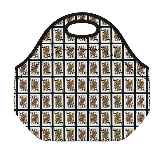 Queen Of Spades Pattern Print Neoprene Lunch Bag