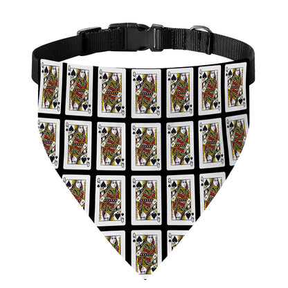Queen Of Spades Pattern Print Over The Collar Dog Bandana