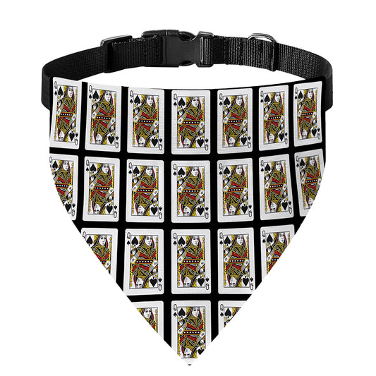 Queen Of Spades Pattern Print Over The Collar Dog Bandana