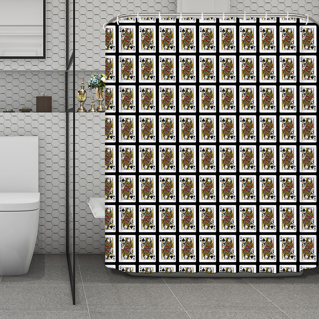 Queen Of Spades Pattern Print Polyester Shower Curtain