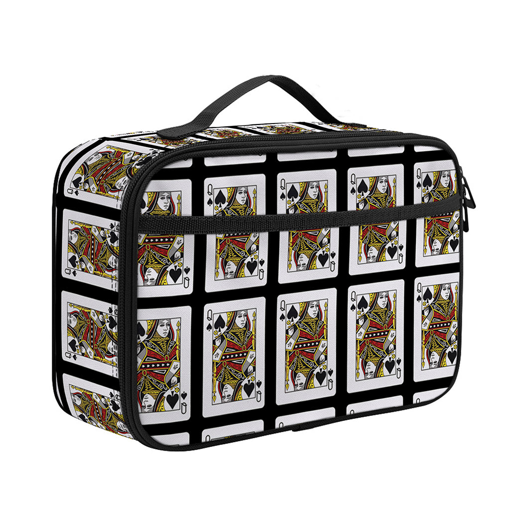 Queen Of Spades Pattern Print Portable Lunch Bag