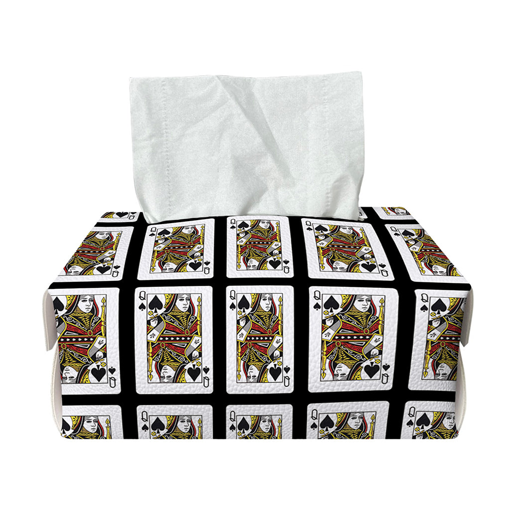 Queen Of Spades Pattern Print Rectangle Tissue Box Cover