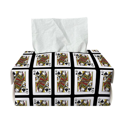 Queen Of Spades Pattern Print Rectangle Tissue Box Cover