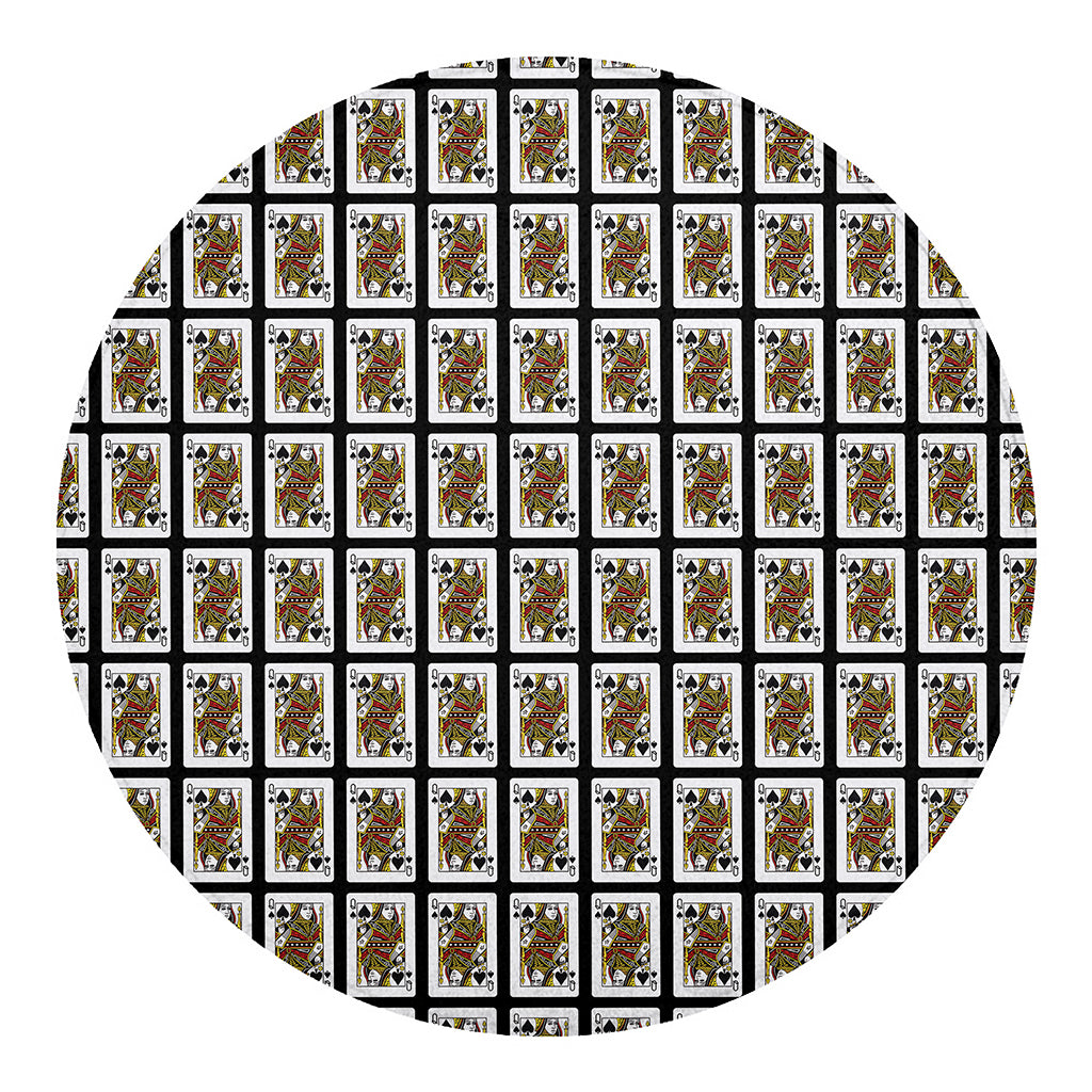Queen Of Spades Pattern Print Round Blanket
