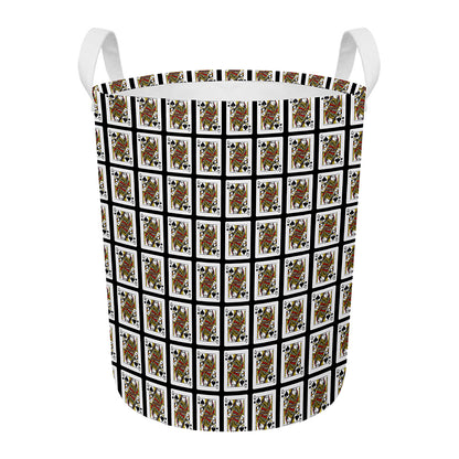 Queen Of Spades Pattern Print Round Laundry Basket
