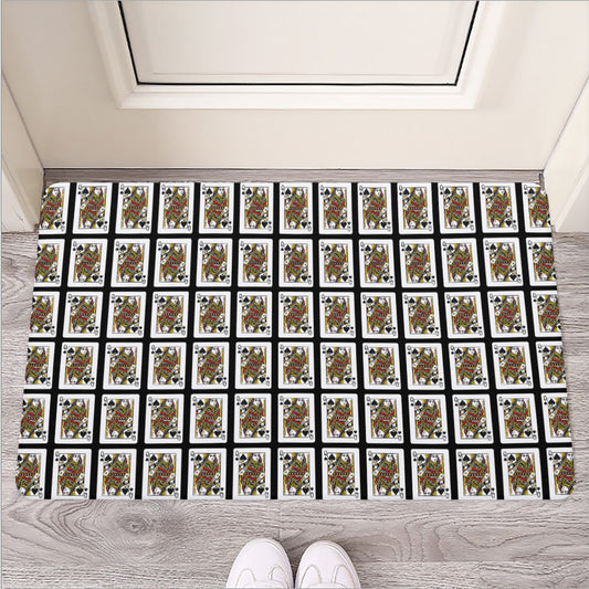 Queen Of Spades Pattern Print Rubber Doormat