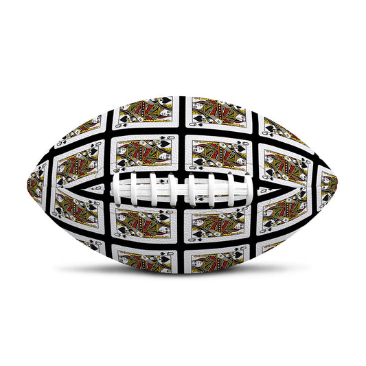 Queen Of Spades Pattern Print Rugby Ball