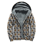 Queen Of Spades Pattern Print Sherpa Lined Zip Up Hoodie