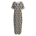 Queen Of Spades Pattern Print Short Sleeve Long Nightdress