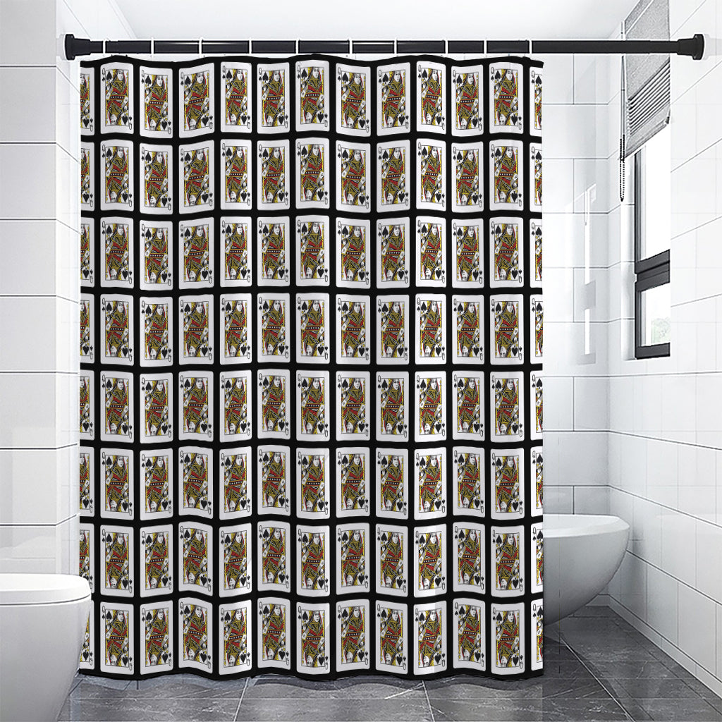 Queen Of Spades Pattern Print Shower Curtain