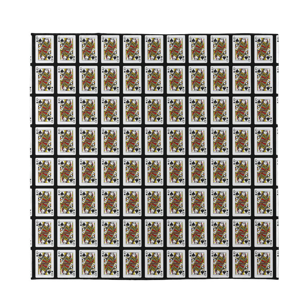 Queen Of Spades Pattern Print Silk Bandana