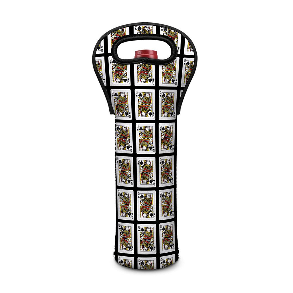 Queen Of Spades Pattern Print Single Neoprene Wine Tote
