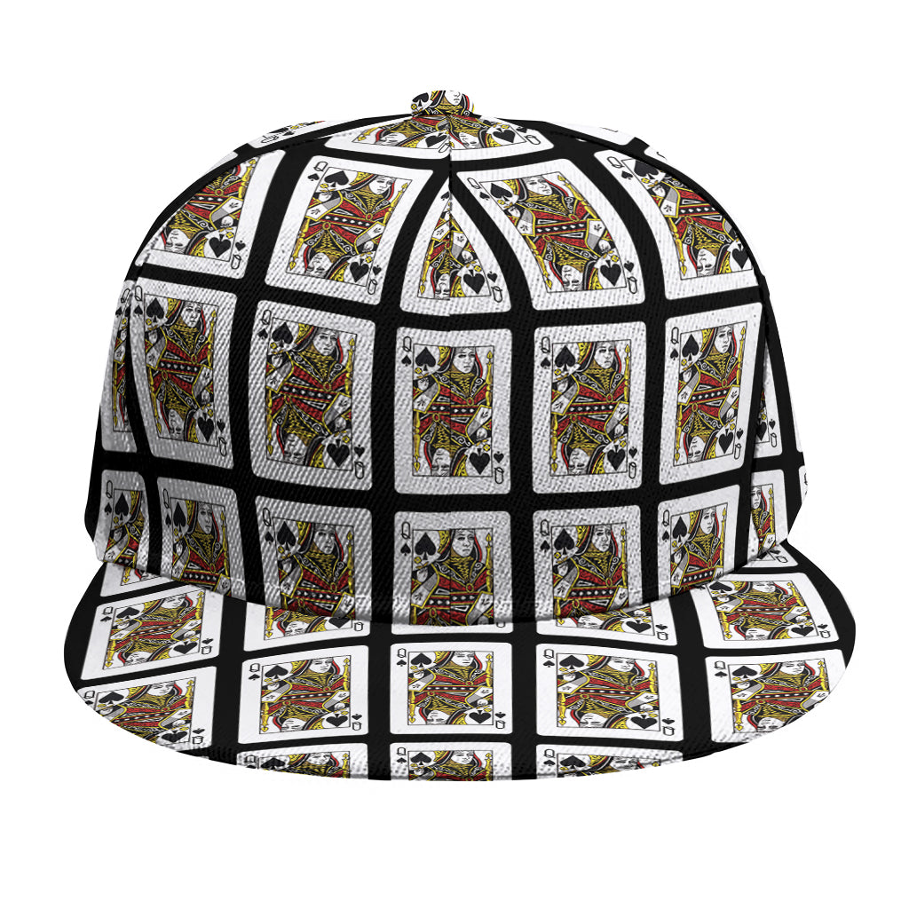 Queen Of Spades Pattern Print Snapback Cap