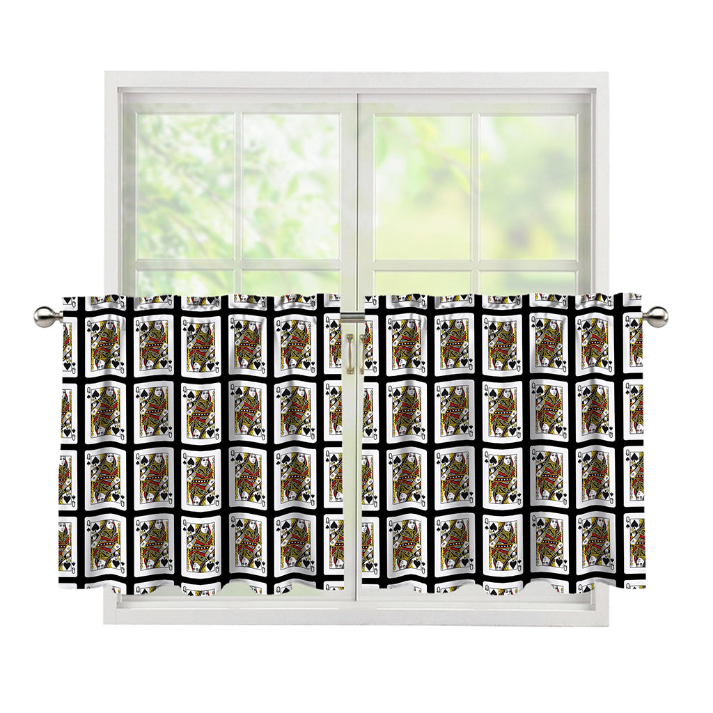Queen Of Spades Pattern Print Tier Curtains
