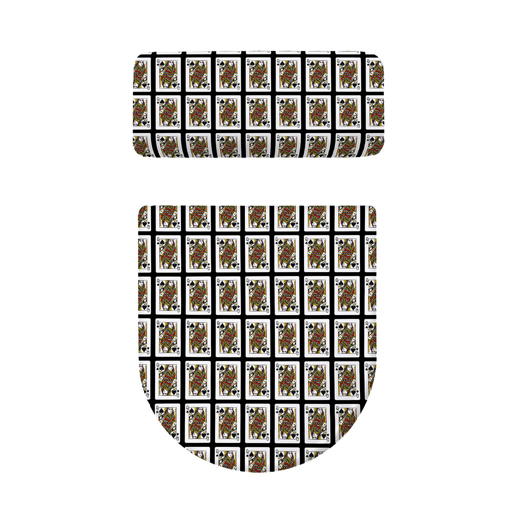 Queen Of Spades Pattern Print Toilet Lid And Tank Cover Set