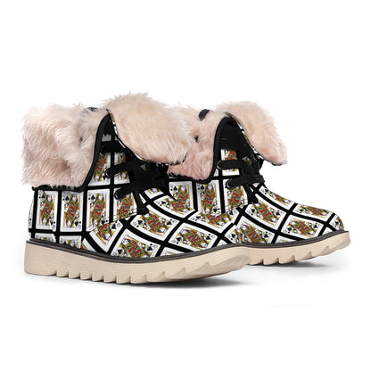 Queen Of Spades Pattern Print Winter Boots