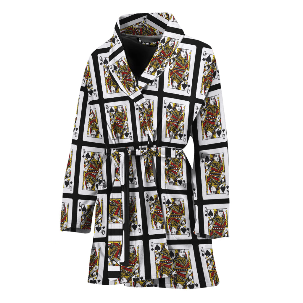 Queen Of Spades Pattern Print Women's Bathrobe