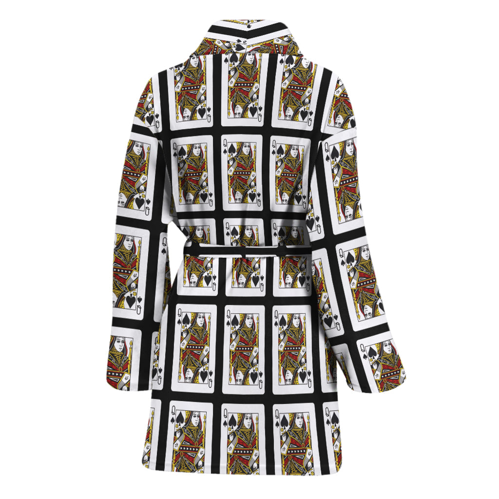 Queen Of Spades Pattern Print Women's Bathrobe