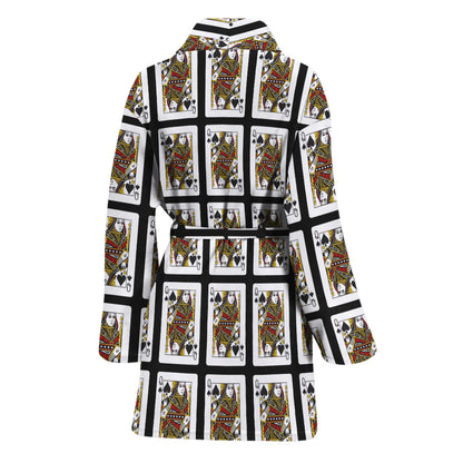 Queen Of Spades Pattern Print Women's Bathrobe