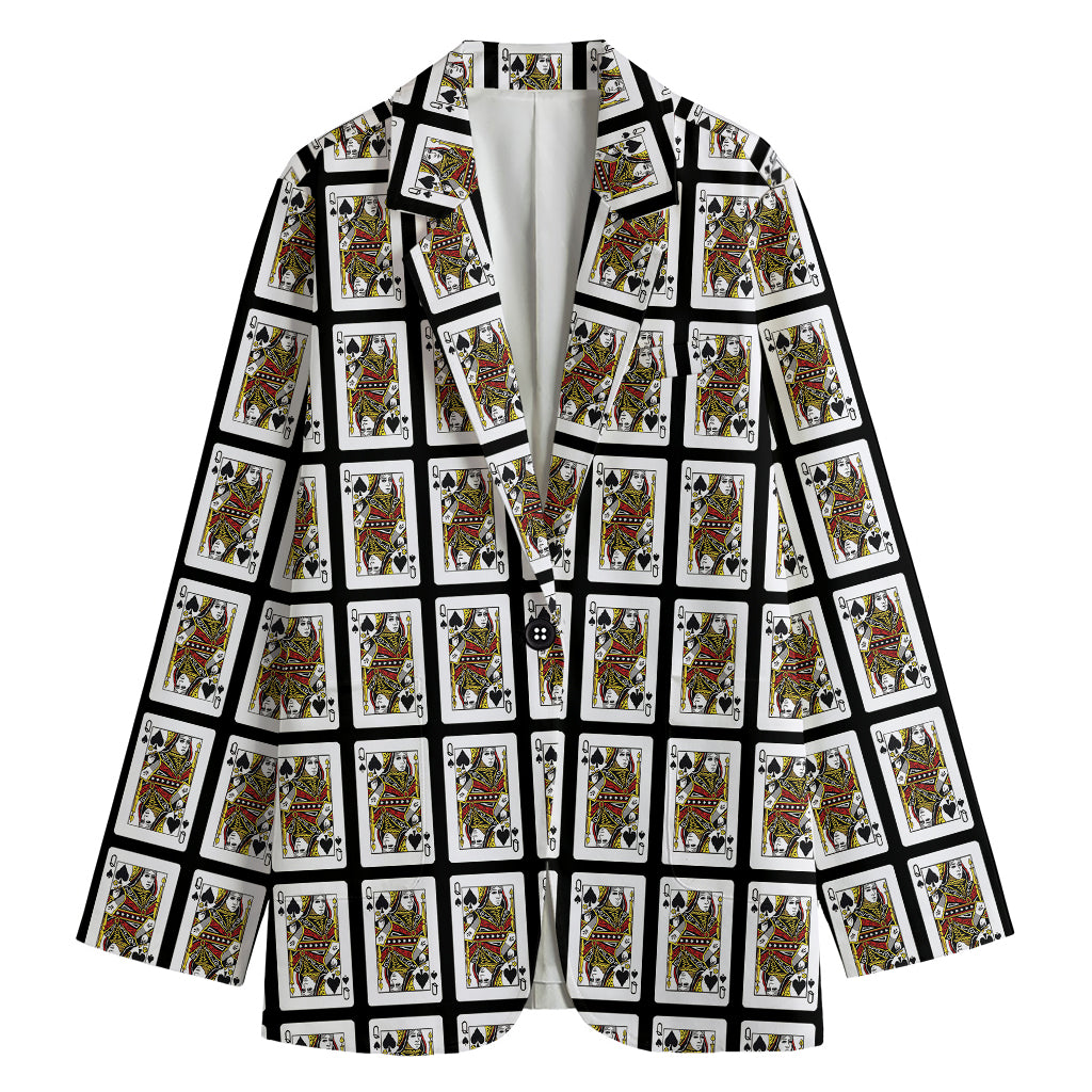 Queen Of Spades Pattern Print Women's Blazer