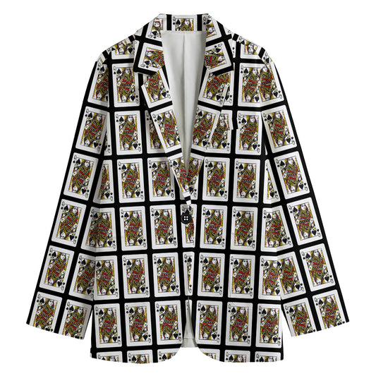 Queen Of Spades Pattern Print Women's Blazer