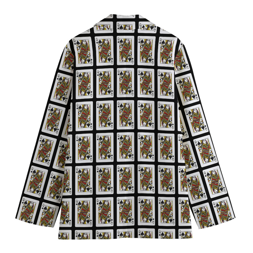 Queen Of Spades Pattern Print Women's Blazer