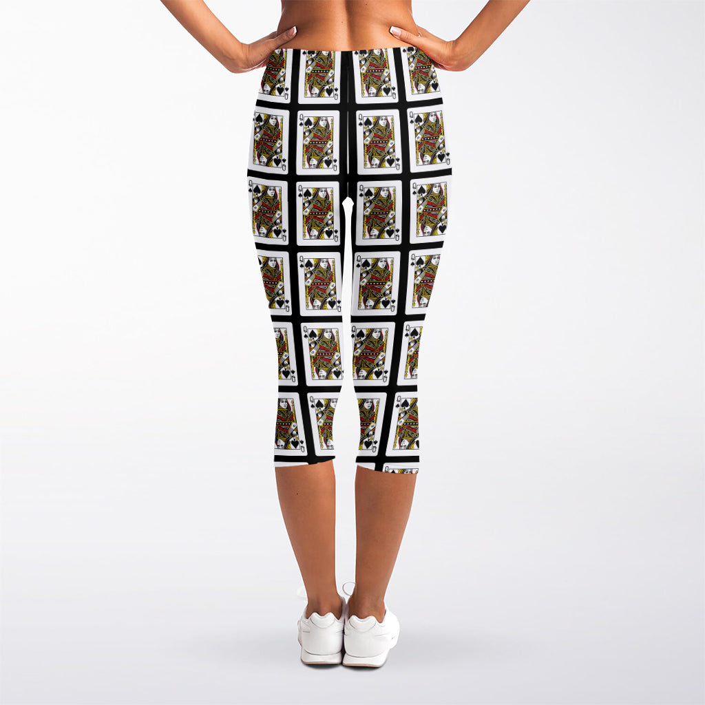 Queen Of Spades Pattern Print Women's Capri Leggings