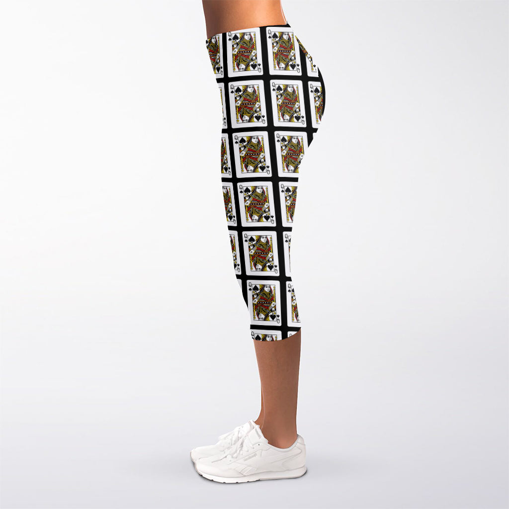 Queen Of Spades Pattern Print Women's Capri Leggings