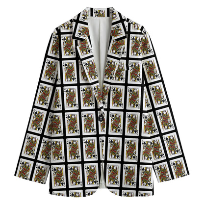 Queen Of Spades Pattern Print Women's Cotton Blazer