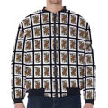 Queen Of Spades Pattern Print Zip Sleeve Bomber Jacket