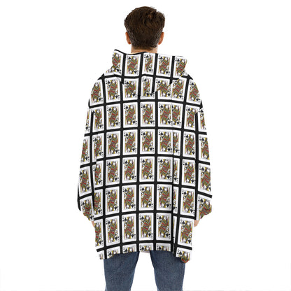 Queen Of Spades Playing Card Pattern Print Hoodie Blanket