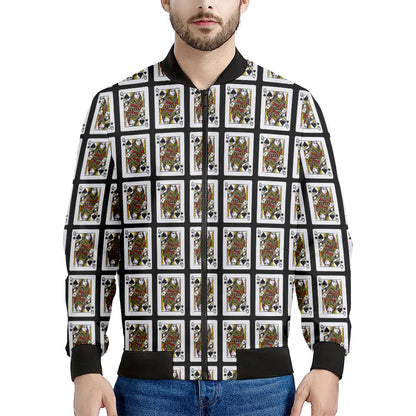 Queen Of Spades Playing Card Pattern Print Men's Bomber Jacket