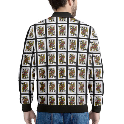 Queen Of Spades Playing Card Pattern Print Men's Bomber Jacket