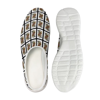 Queen Of Spades Playing Card Pattern Print Mesh Casual Shoes