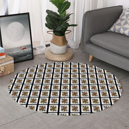 Queen Of Spades Playing Card Pattern Print Round Rug
